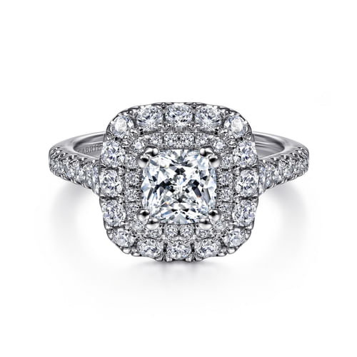 14K White Gold Cushion Cut Diamond Engagement Ring