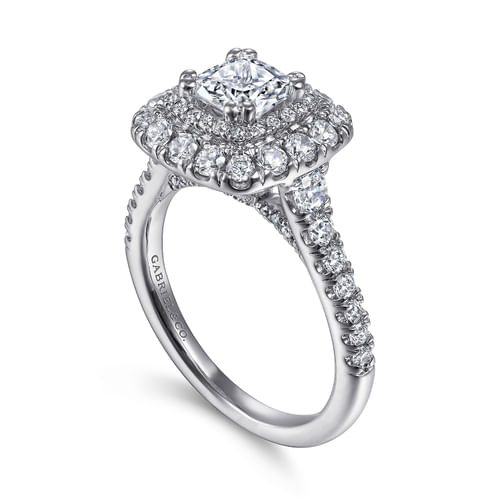 14K White Gold Cushion Cut Diamond Engagement Ring