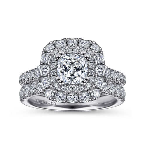 14K White Gold Cushion Cut Diamond Engagement Ring
