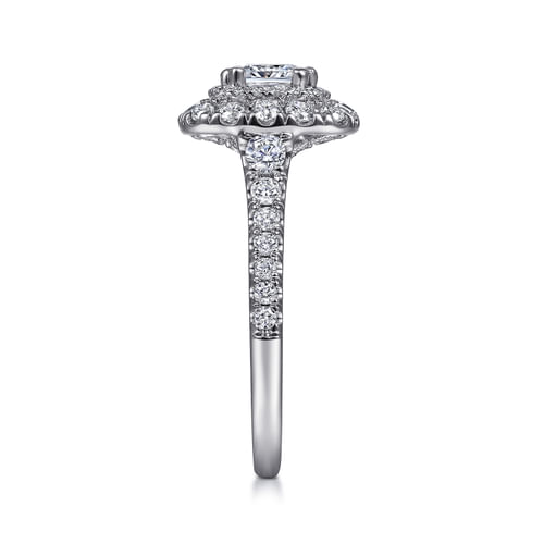 14K White Gold Cushion Cut Diamond Engagement Ring