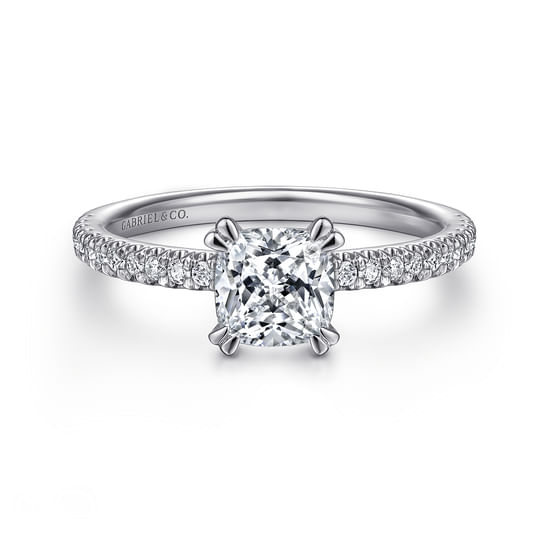 Gabriel - 14K White Gold Cushion Cut Diamond Engagement Ring