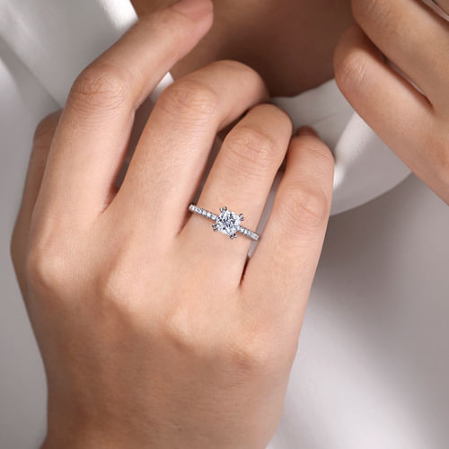 14K White Gold Cushion Cut Diamond Engagement Ring