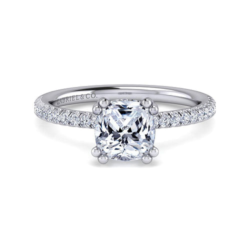 14K White Gold Cushion Cut Diamond Engagement Ring