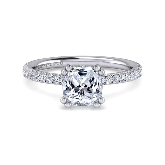 Gabriel - 14K White Gold Cushion Cut Diamond Engagement Ring