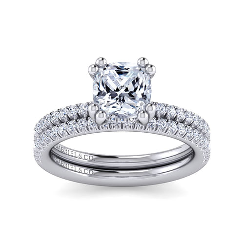 14K White Gold Cushion Cut Diamond Engagement Ring