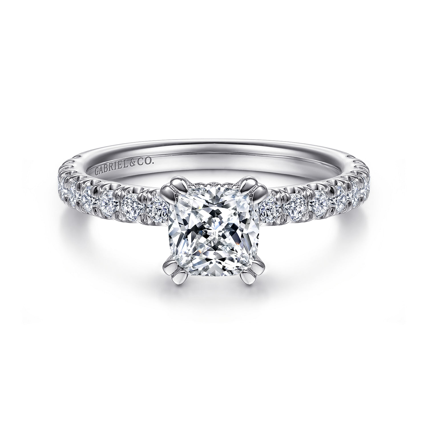 Gabriel - 14K White Gold Cushion Cut Diamond Engagement Ring