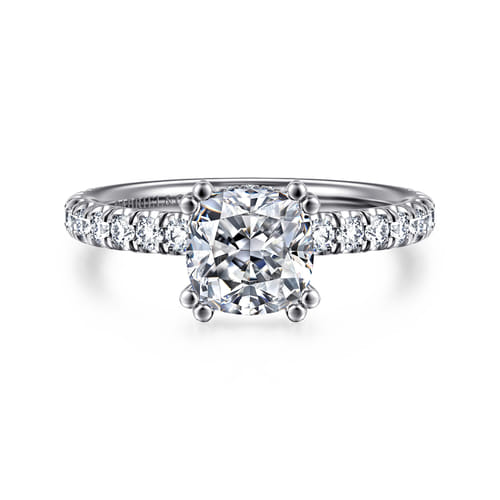 14K White Gold Cushion Cut Diamond Engagement Ring