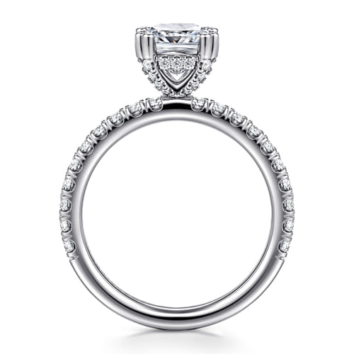 14K White Gold Cushion Cut Diamond Engagement Ring