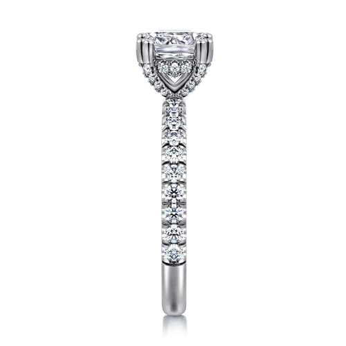 14K White Gold Cushion Cut Diamond Engagement Ring