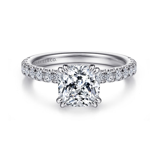 Gabriel - 14K White Gold Cushion Cut Diamond Engagement Ring