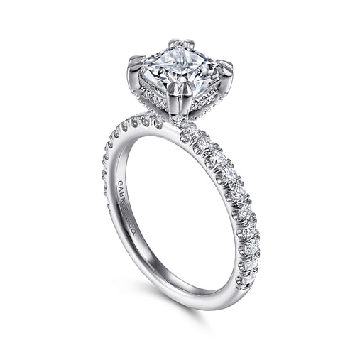 14K White Gold Cushion Cut Diamond Engagement Ring