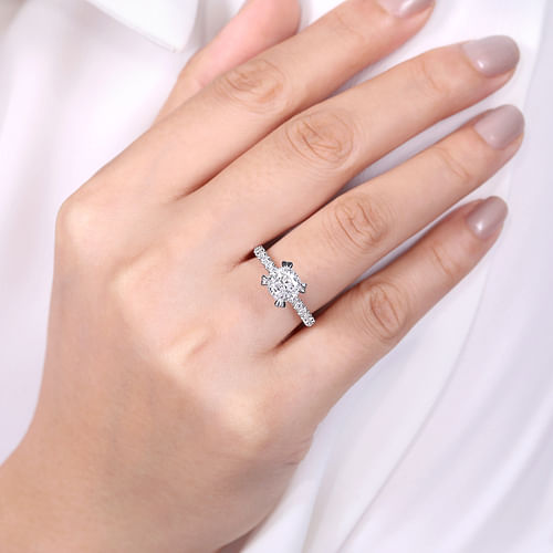 14K White Gold Cushion Cut Diamond Engagement Ring