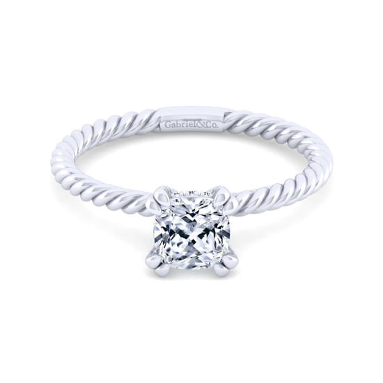 Gabriel - 14K White Gold Cushion Cut Diamond Engagement Ring