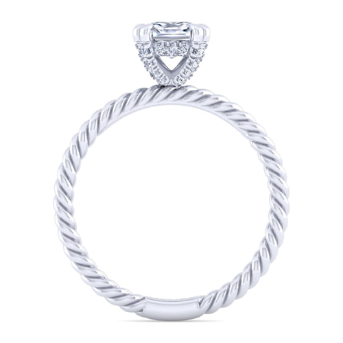 14K White Gold Cushion Cut Diamond Engagement Ring