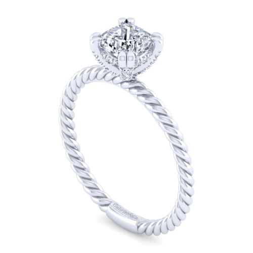 14K White Gold Cushion Cut Diamond Engagement Ring