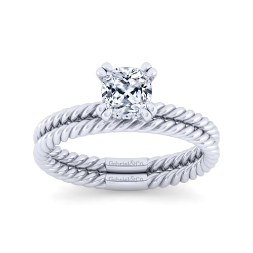 14K White Gold Cushion Cut Diamond Engagement Ring