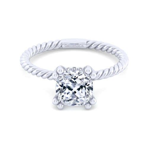 14K White Gold Cushion Cut Diamond Engagement Ring