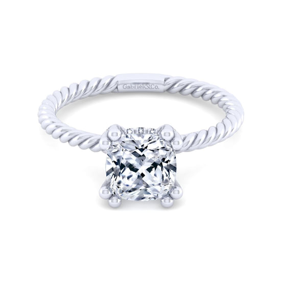 Gabriel - 14K White Gold Cushion Cut Diamond Engagement Ring