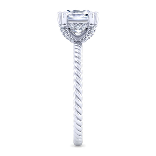 14K White Gold Cushion Cut Diamond Engagement Ring