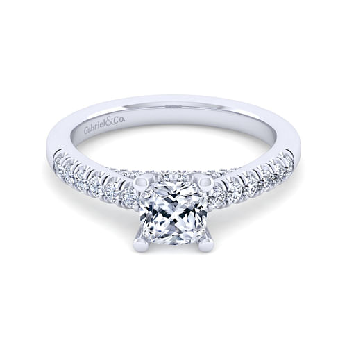 14K White Gold Cushion Cut Diamond Engagement Ring