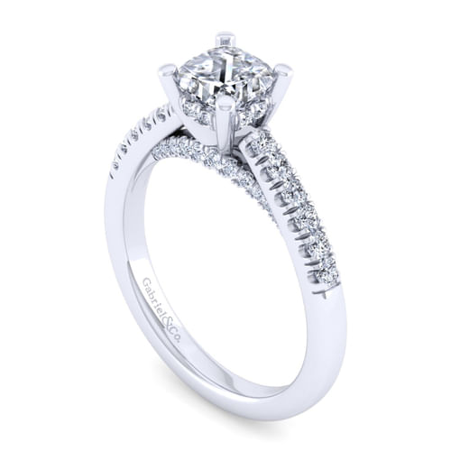 14K White Gold Cushion Cut Diamond Engagement Ring
