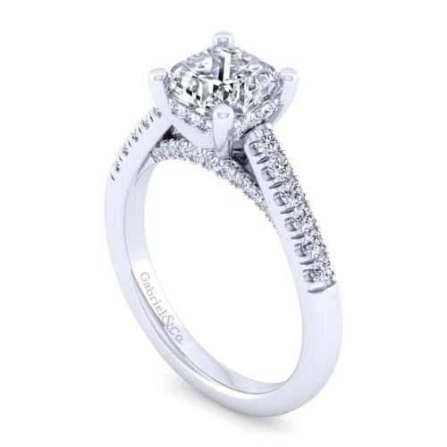 14K White Gold Cushion Cut Diamond Engagement Ring