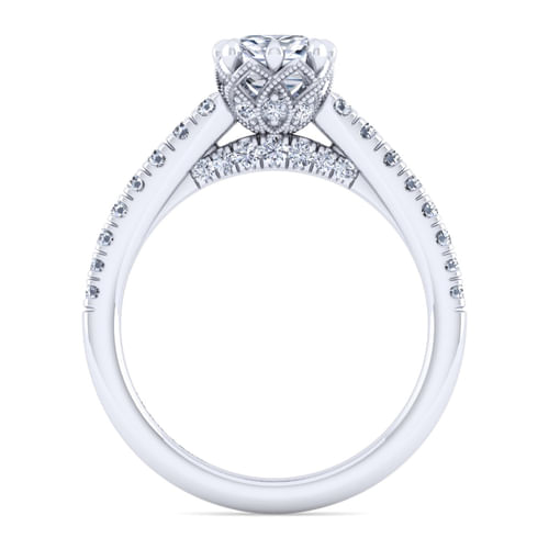 14K White Gold Cushion Cut Diamond Engagement Ring
