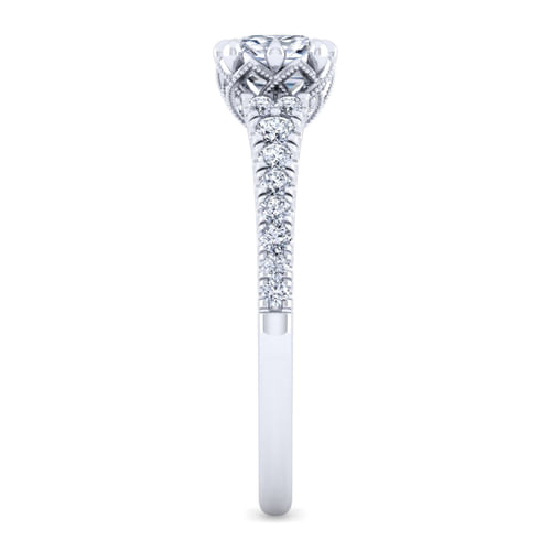 14K White Gold Cushion Cut Diamond Engagement Ring