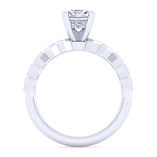 14K White Gold Cushion Cut Diamond Engagement Ring