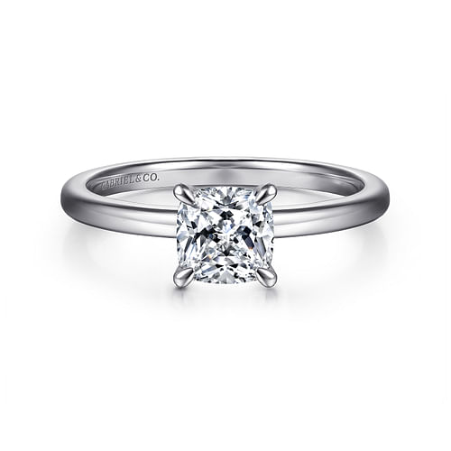 14K White Gold Cushion Cut Diamond Engagement Ring