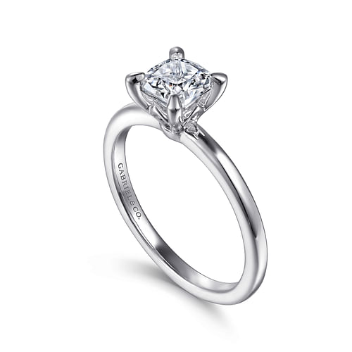 14K White Gold Cushion Cut Diamond Engagement Ring