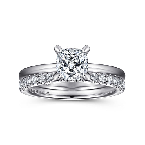 14K White Gold Cushion Cut Diamond Engagement Ring