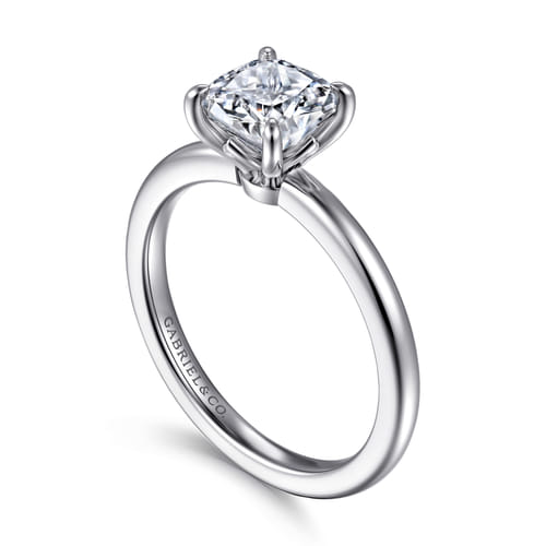 14K White Gold Cushion Cut Diamond Engagement Ring