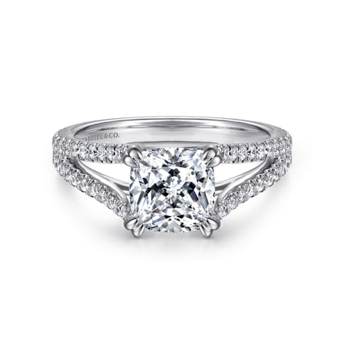 14K White Gold Cushion Cut Diamond Engagement Ring