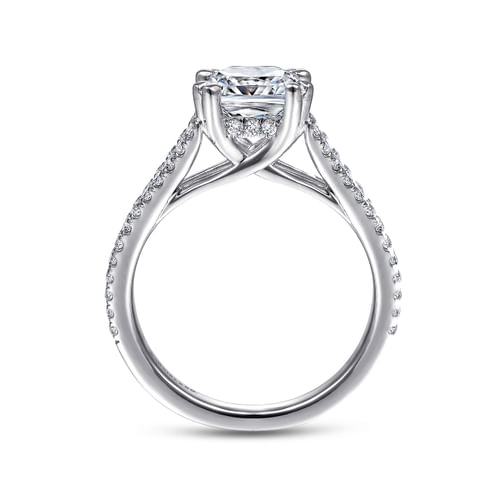 14K White Gold Cushion Cut Diamond Engagement Ring