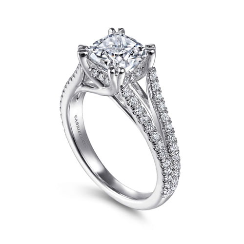 14K White Gold Cushion Cut Diamond Engagement Ring