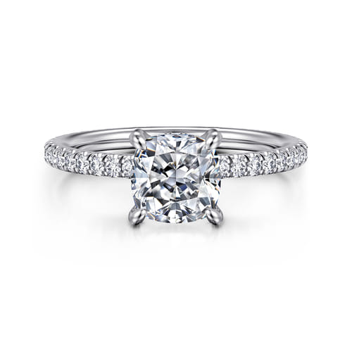 14K White Gold Cushion Cut Diamond Engagement Ring