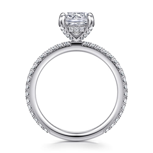 14K White Gold Cushion Cut Diamond Engagement Ring