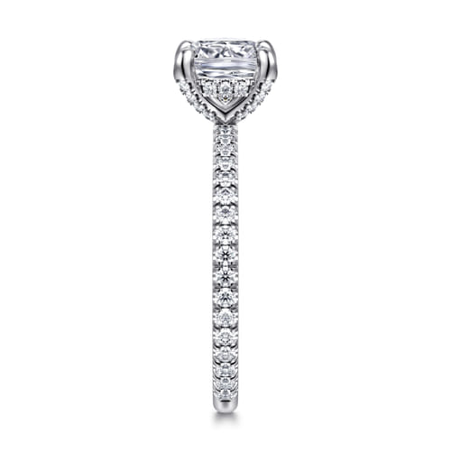 14K White Gold Cushion Cut Diamond Engagement Ring