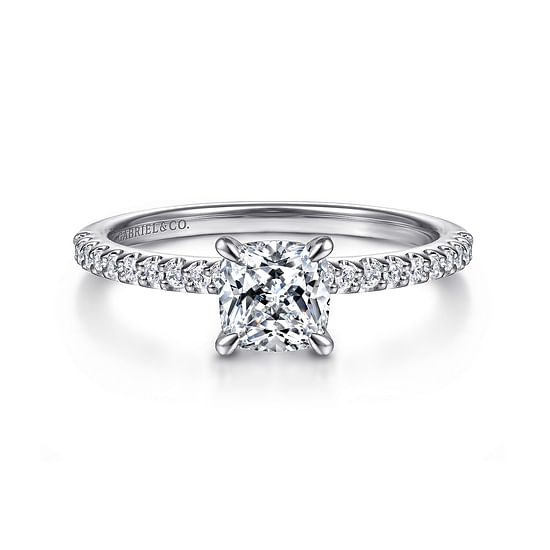 Gabriel - 14K White Gold Cushion Cut Diamond Engagement Ring