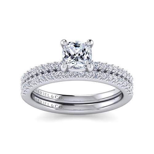 14K White Gold Cushion Cut Diamond Engagement Ring