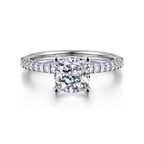 14K White Gold Cushion Cut Diamond Engagement Ring