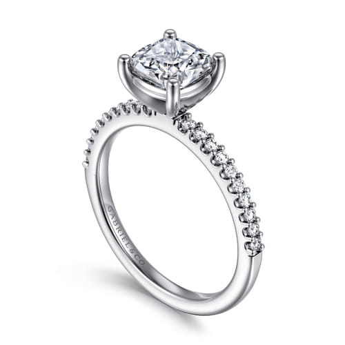 14K White Gold Cushion Cut Diamond Engagement Ring
