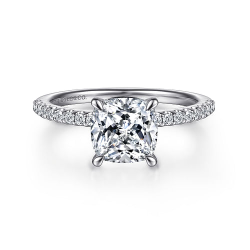 14K White Gold Cushion Cut Diamond Engagement Ring