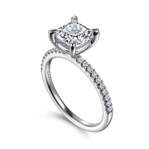 14K White Gold Cushion Cut Diamond Engagement Ring