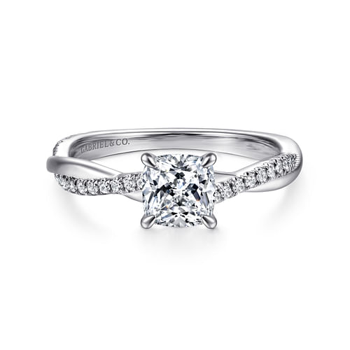 14K White Gold Cushion Cut Diamond Engagement Ring