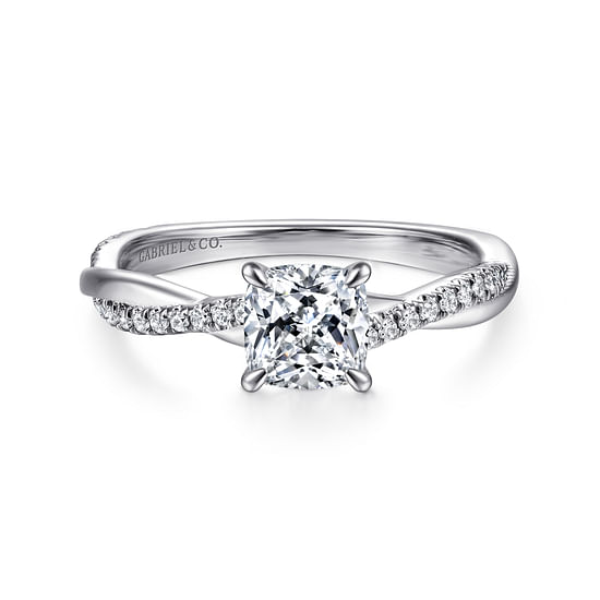 Gabriel - 14K White Gold Cushion Cut Diamond Engagement Ring