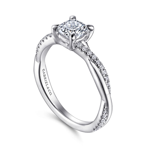 14K White Gold Cushion Cut Diamond Engagement Ring