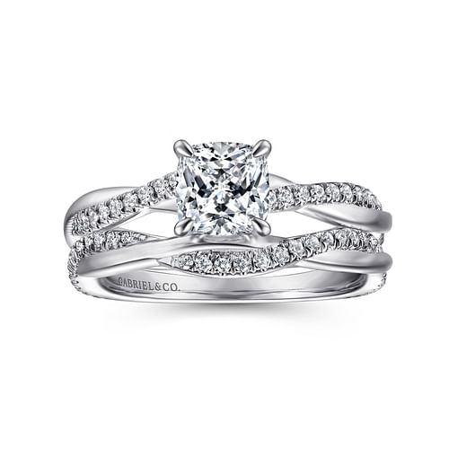 14K White Gold Cushion Cut Diamond Engagement Ring