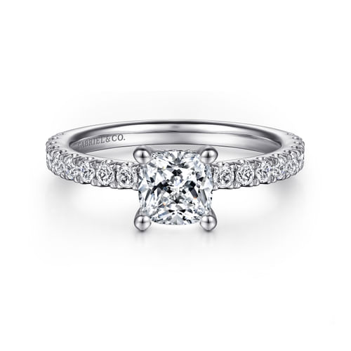 14K White Gold Cushion Cut Diamond Engagement Ring